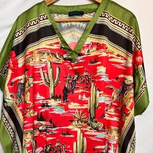 Fashion Express Poncho/Tunic with Western Themed Graphic - S/M/L/XL Rodeo Cowboy